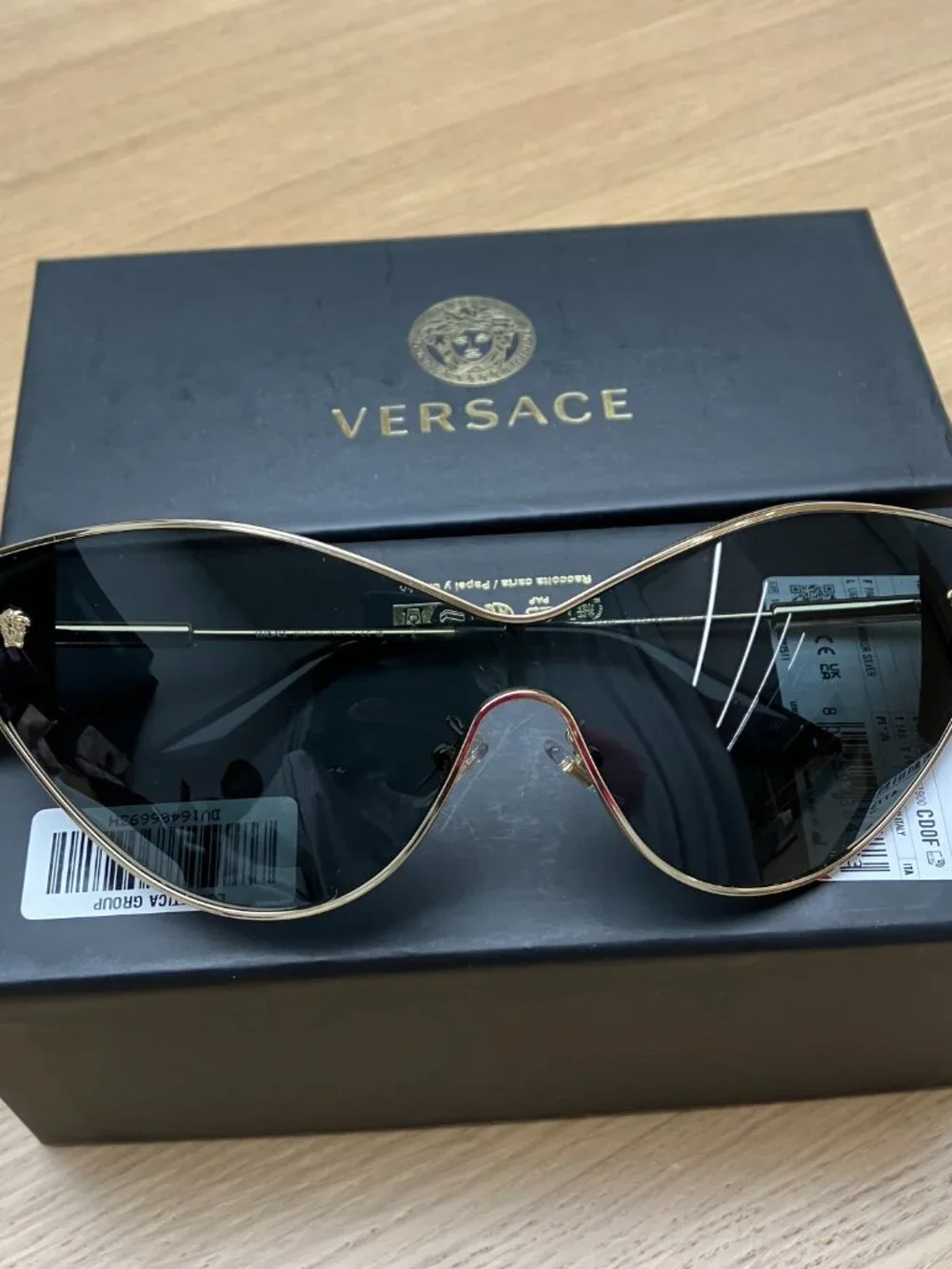 Versace Cat-Eye Wrap Futuristic Sunglasses